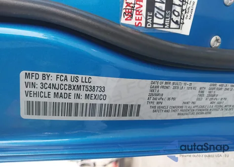 2021 Jeep Compass Limited Fwd from USA, damaged, VIN 3C4NJCCBXMT538733
